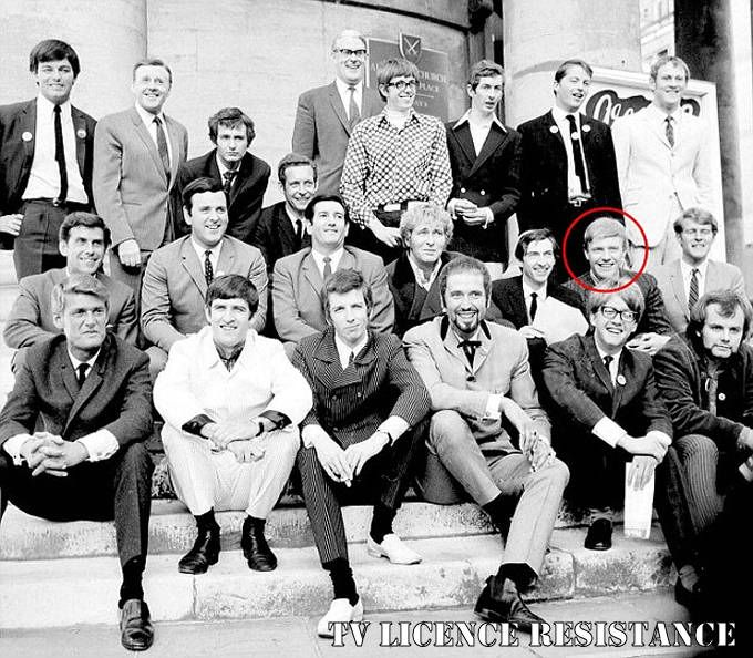 Denning, pictured in 1967 with other radio presenters, used his fame to groom his victims