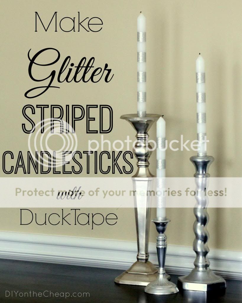 How to make Glitter Striped Candlesticks (with Duck Tape)!