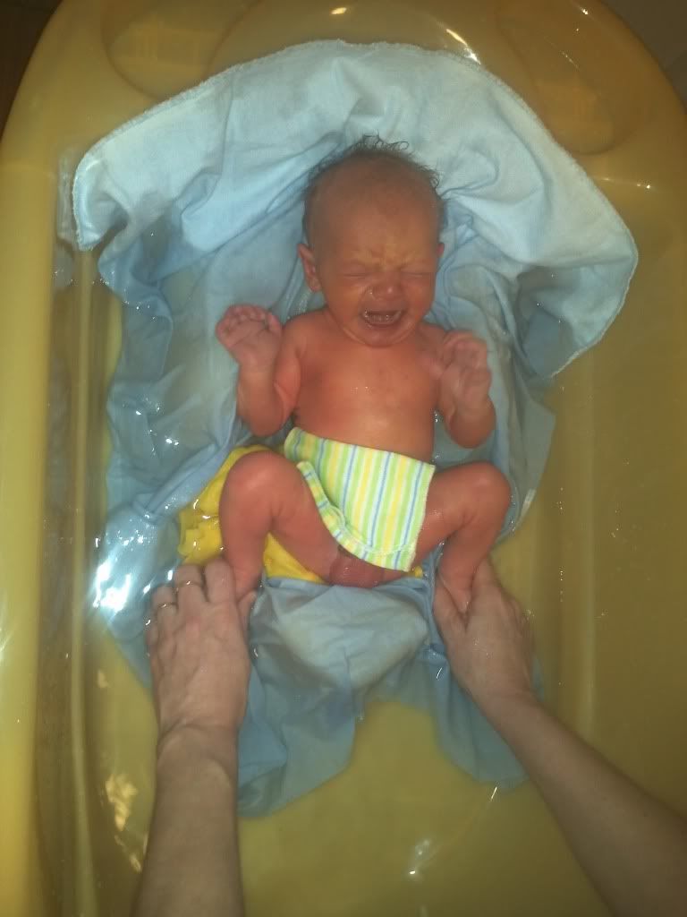 baby boy first bath